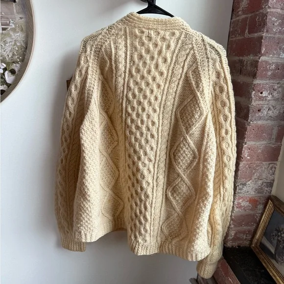 Vintage Ireland wool Cozy Cream Cable Knit Cardigan - Picture 7 of 8